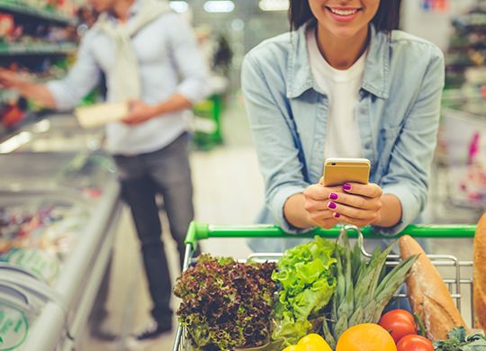 Phone in the grocery store