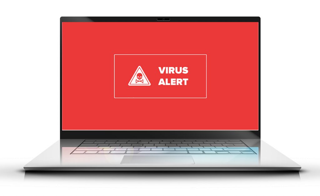 computer with virus alert,
