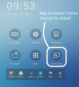 Newline panel screen "may be named 'screen sharing' by default